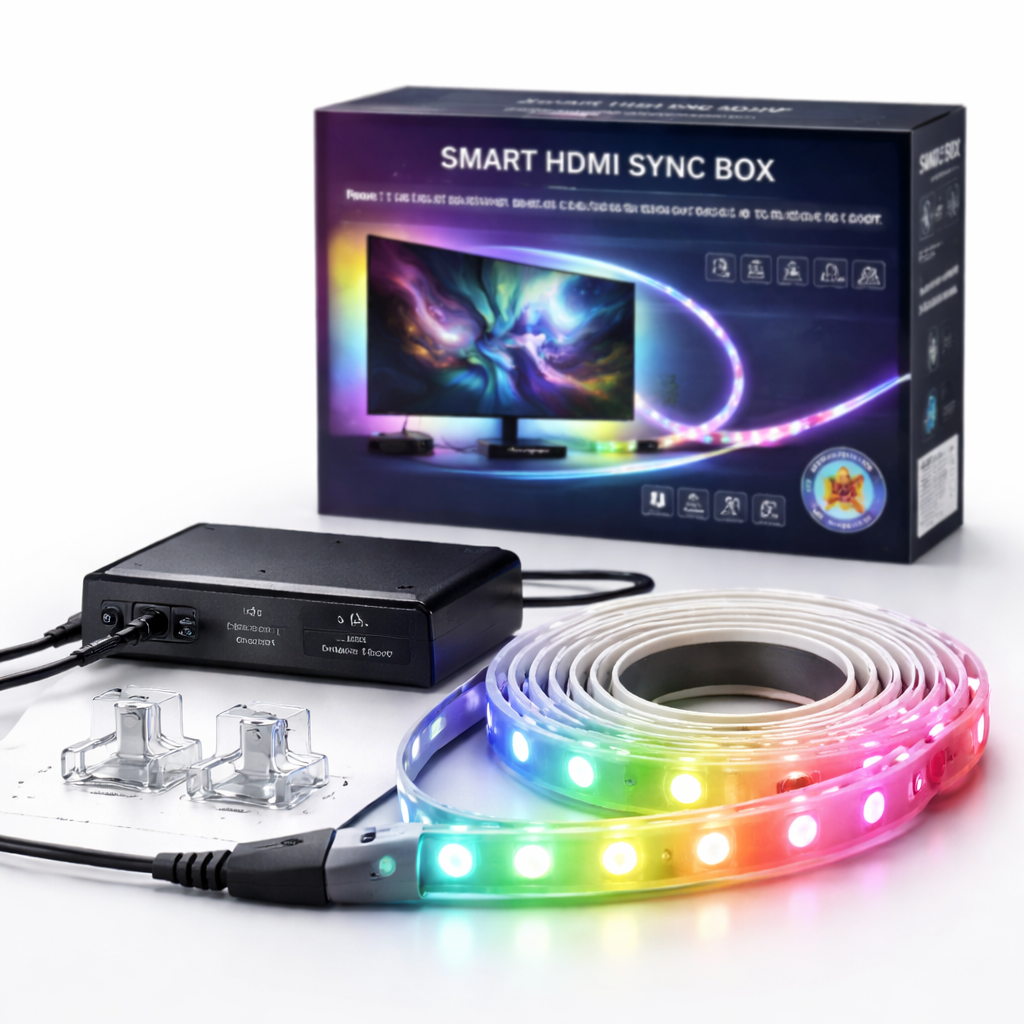 S-Eye AmbientSync Pro – Lumina Ambientala care Urmareste Imaginea TV | Banda LED RGBIC HDMI Sync 2.6m