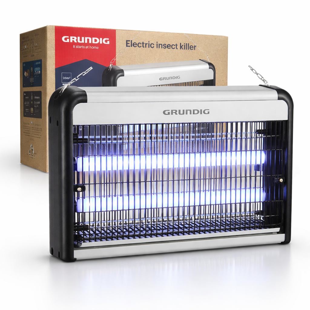 Aparat Anti-Insecte Electric Grundig 4W, Tuburi UV, Grila Electrica, Acoperire 20mp, Silentios, Fara Chimicale, Cablu 1.2m, Suspendare