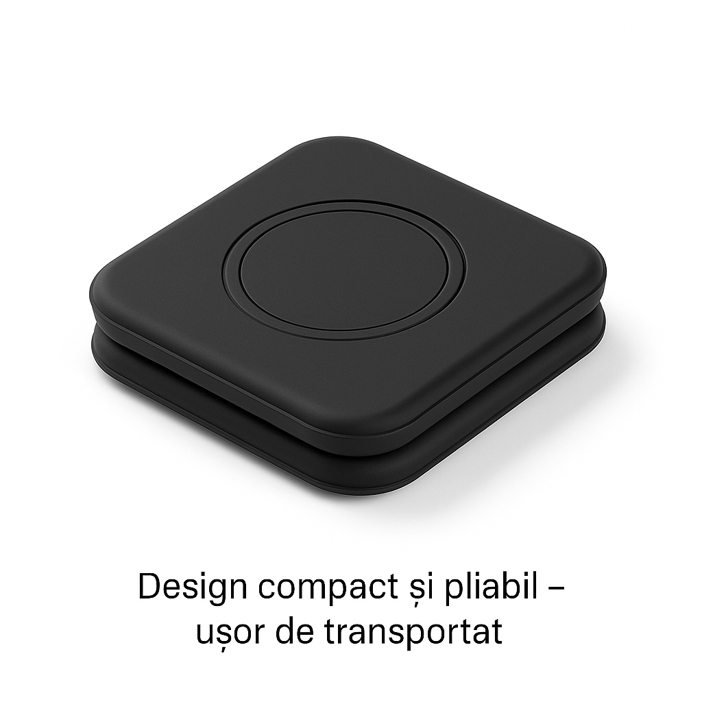 Incarcator Wireless 2in1 S-Eye DuoFold 15W, Fast Charging, USB-C, Telefon si Apple Watch, AirPods, Pliabil, Compatibil Qi – iPhone Samsung