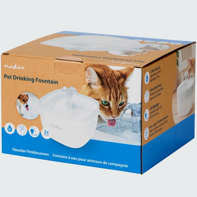 🐱 Fântână Adăpare Automată Nedis 2L – Pisici & Câini, Pompă Silențioasă, Filtru 4 Straturi, LED, USB