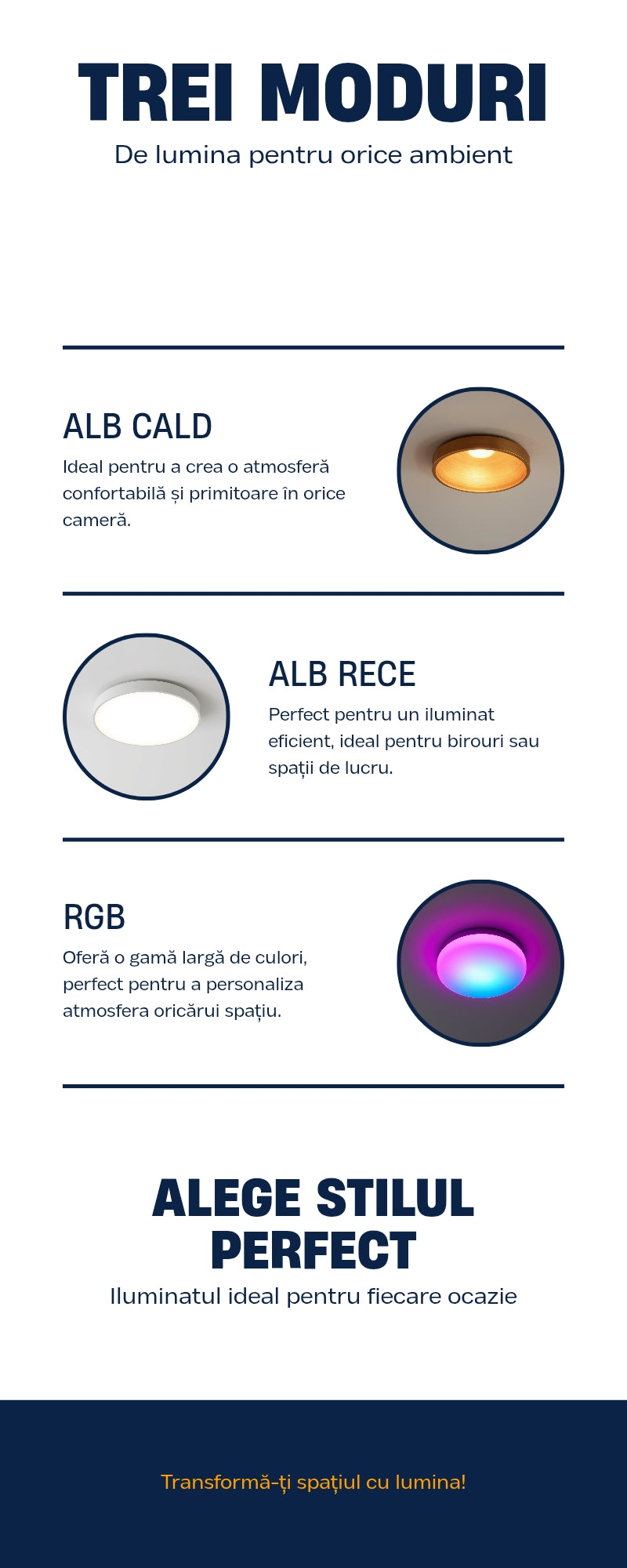 💡 Plafonieră LED Smart RGB 29cm – 1800 Lumeni, WiFi + Telecomandă, Alb Reglabil 3000–6500K
