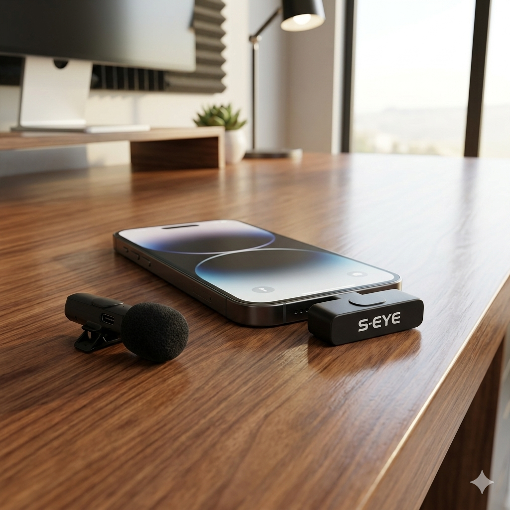 Set 2 Microfoane Wireless Lavalieră S-Eye – Clip-On USB-C, Plug & Play, Rază 20m