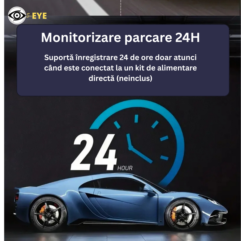 Camera Auto DVR S-Eye PRO Dubla Full HD 1080P, 170°, G-Sensor, Camera Spate Inclusa, Inregistrare in Bucla, Viziune Nocturna, Pornire Automata