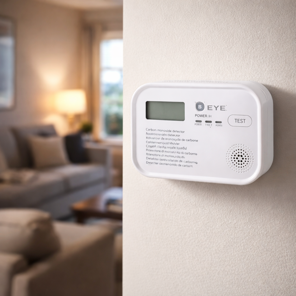 Detector Monoxid de Carbon S-Eye SafeGuard, Senzor 10 Ani, Display LCD, Alarmă 85 dB, Instalare Rapidă, Protecție Locuință