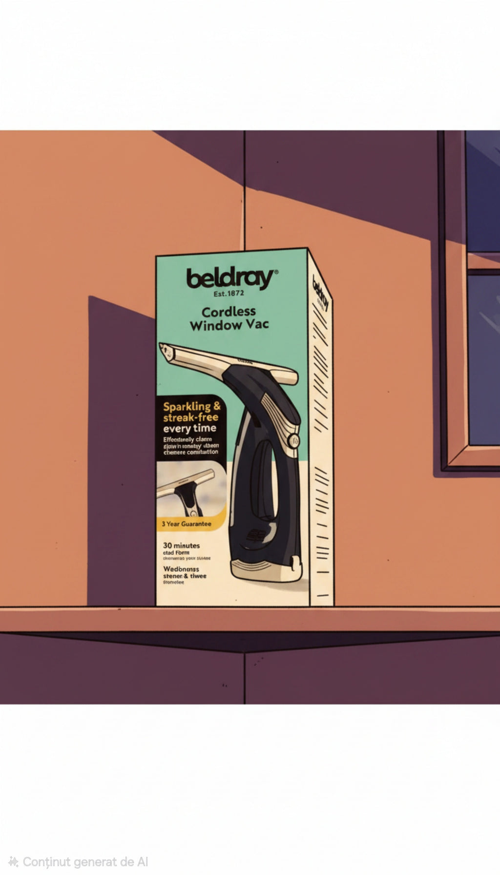🪟 Aspirator de Geamuri Fără Fir Beldray 3.7V – Rezervor 60ml, 30 Min Autonomie