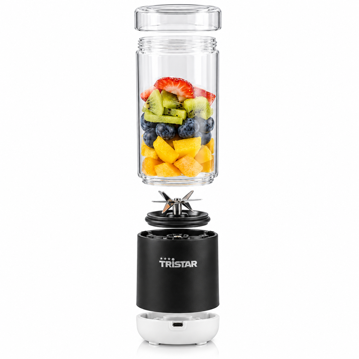 🍓 Blender Portabil Tristar PD-4981Z – 380ml, 25W, 6 Lame Inox, Reîncărcabil USB, Recipient Sticlă
