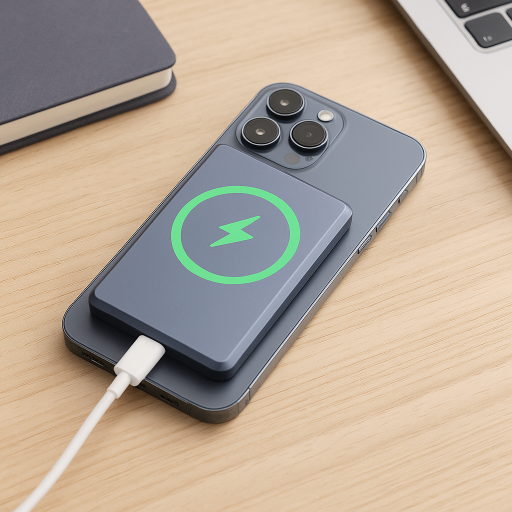 Baterie Externa S-Eye RPP-107 5000mAh, Incarcare Wireless Qi, Ultra Slim, Display Indicator, Albastru Metalic – Compatibila iPhone Samsung Xiaomi