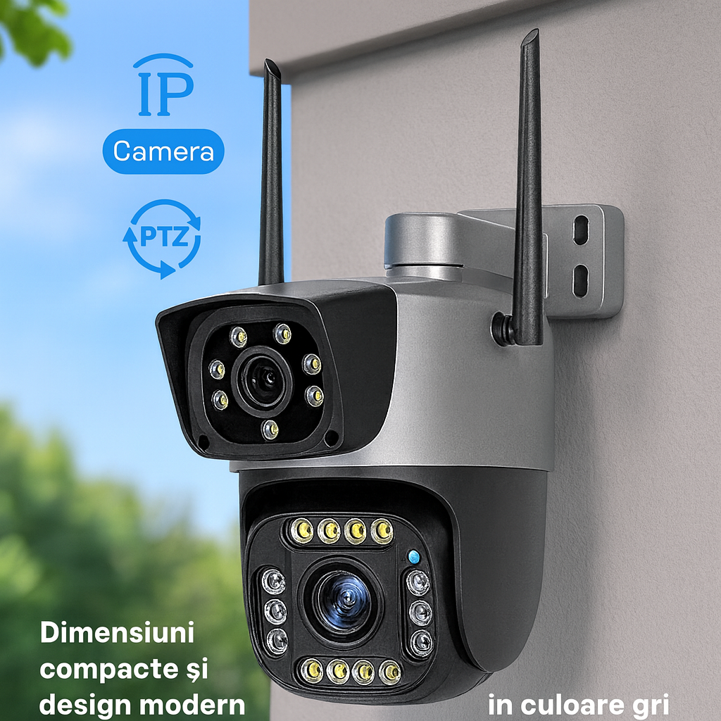Camera Supraveghere S-Eye IP 4G Cartela SIM Dual-Lens 4MP, Human Detection, Two-Way Audio, Viziune Nocturna, Aplicatie V380 Pro, Notificari Instant, Android iOS PC