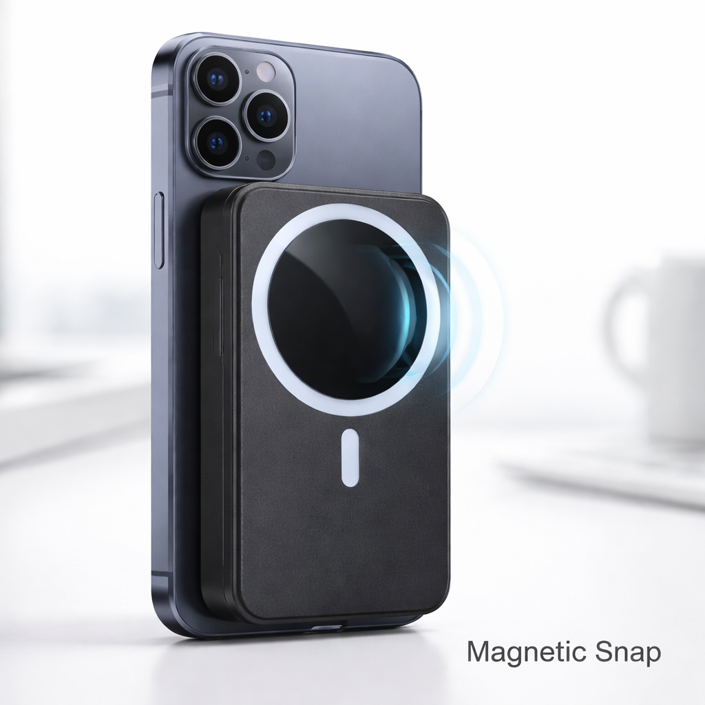 🔋 Baterie Externă Magnetică S-Eye MagSafe 5000mAh – Wireless Qi, Ultra Slim, iPhone 12/13/14/15