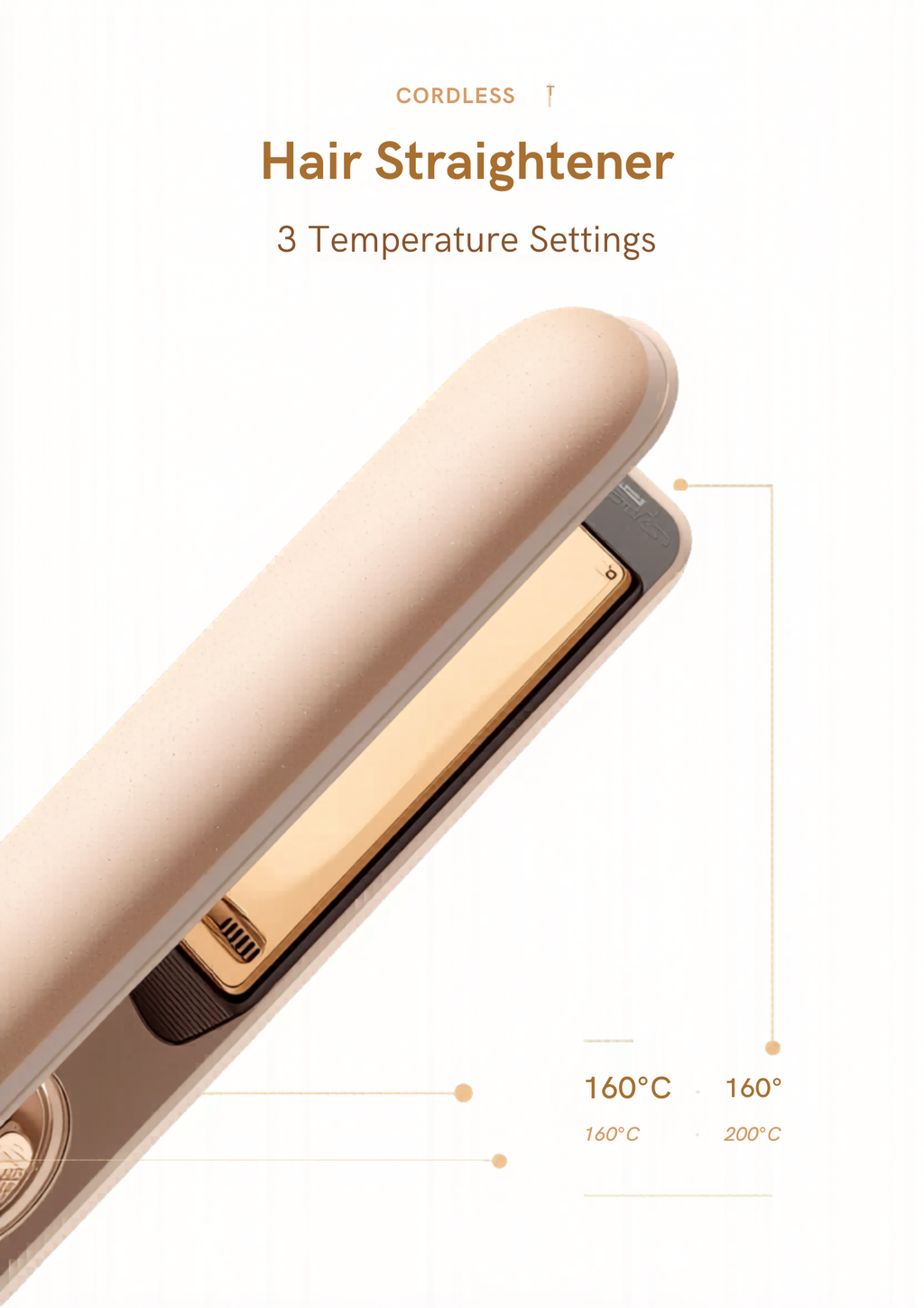 💇‍♀️ Placă de Îndreptat Păr Cosmopolitan Rechargeable – Fără Fir, Ceramică, 3 Trepte, USB-C, 20 min