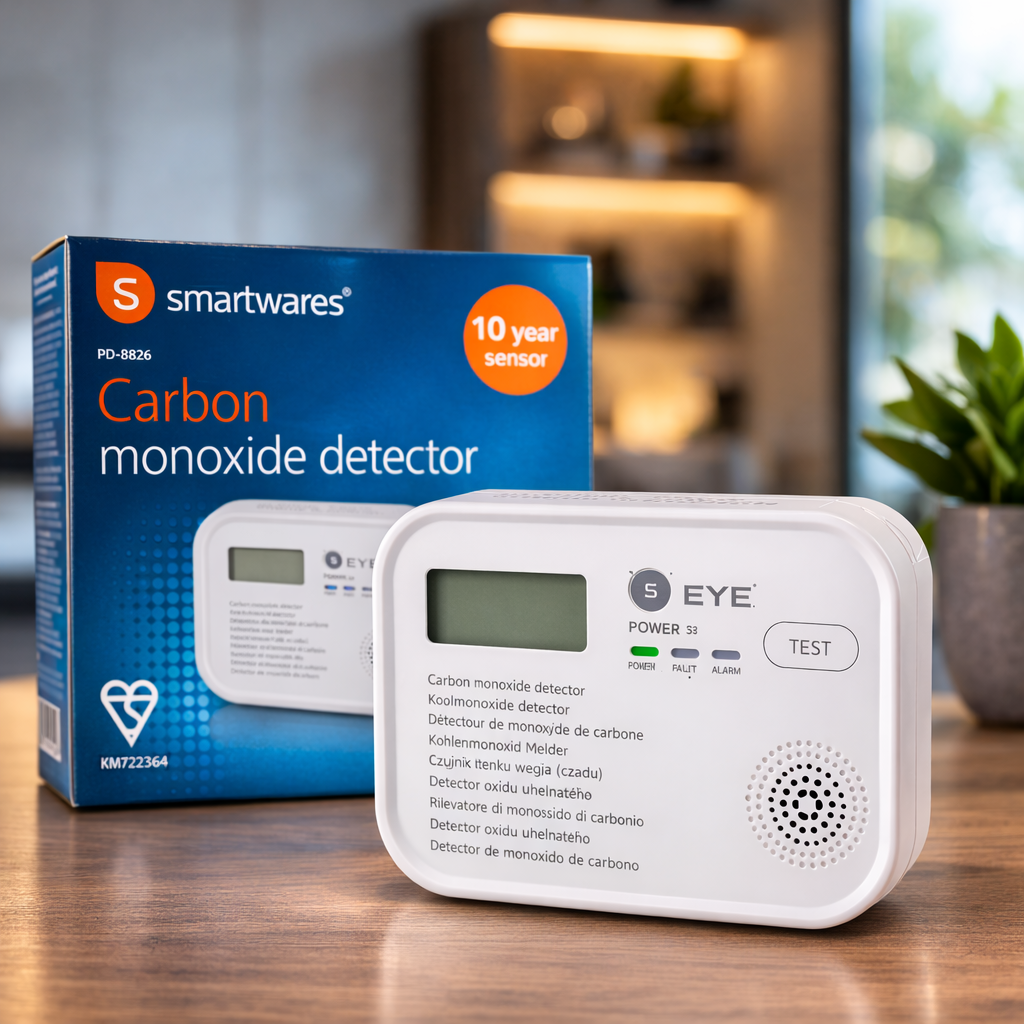Detector Monoxid de Carbon S-Eye SafeGuard, Senzor 10 Ani, Display LCD, Alarmă 85 dB, Instalare Rapidă, Protecție Locuință