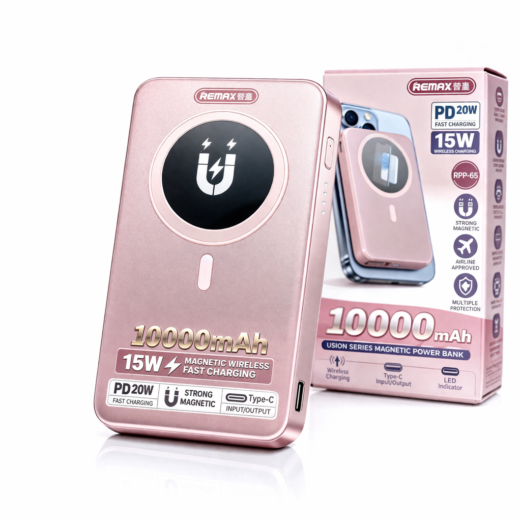 Baterie Externa MagSafe Remax RPP-65, 10000mAh, Wireless 15W, PD 20W, Type-C