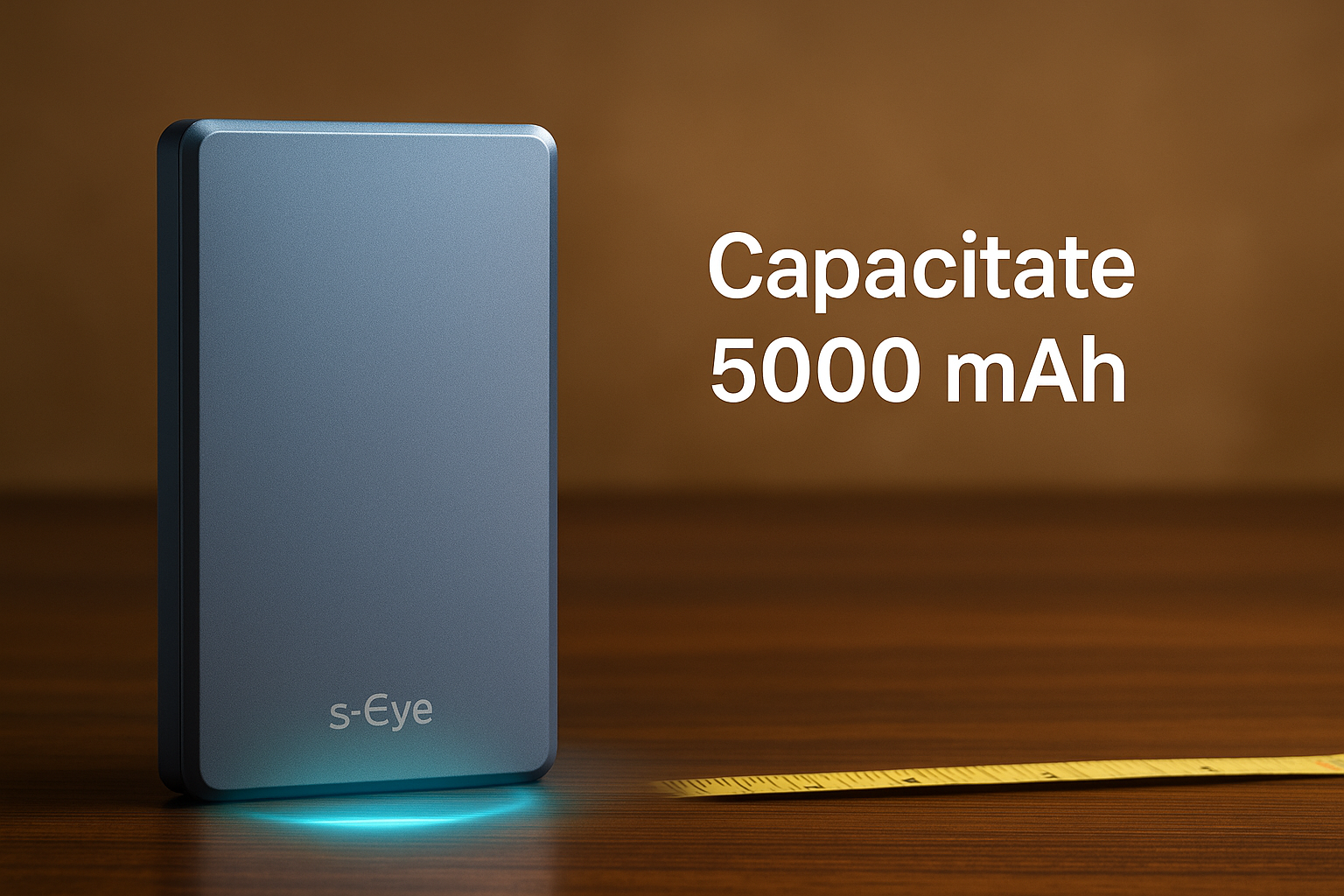 Baterie Externa S-Eye RPP-107 5000mAh, Incarcare Wireless Qi, Ultra Slim, Display Indicator, Albastru Metalic – Compatibila iPhone Samsung Xiaomi