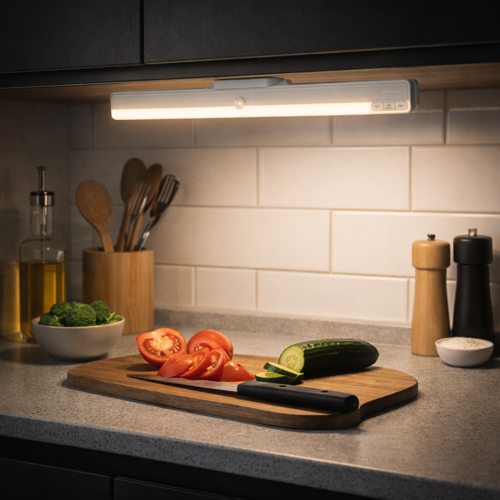 Lampa LED Dulap Grundig cu Senzor de Miscare – 38cm, 300 Lumeni, Reincarcabila USB-C