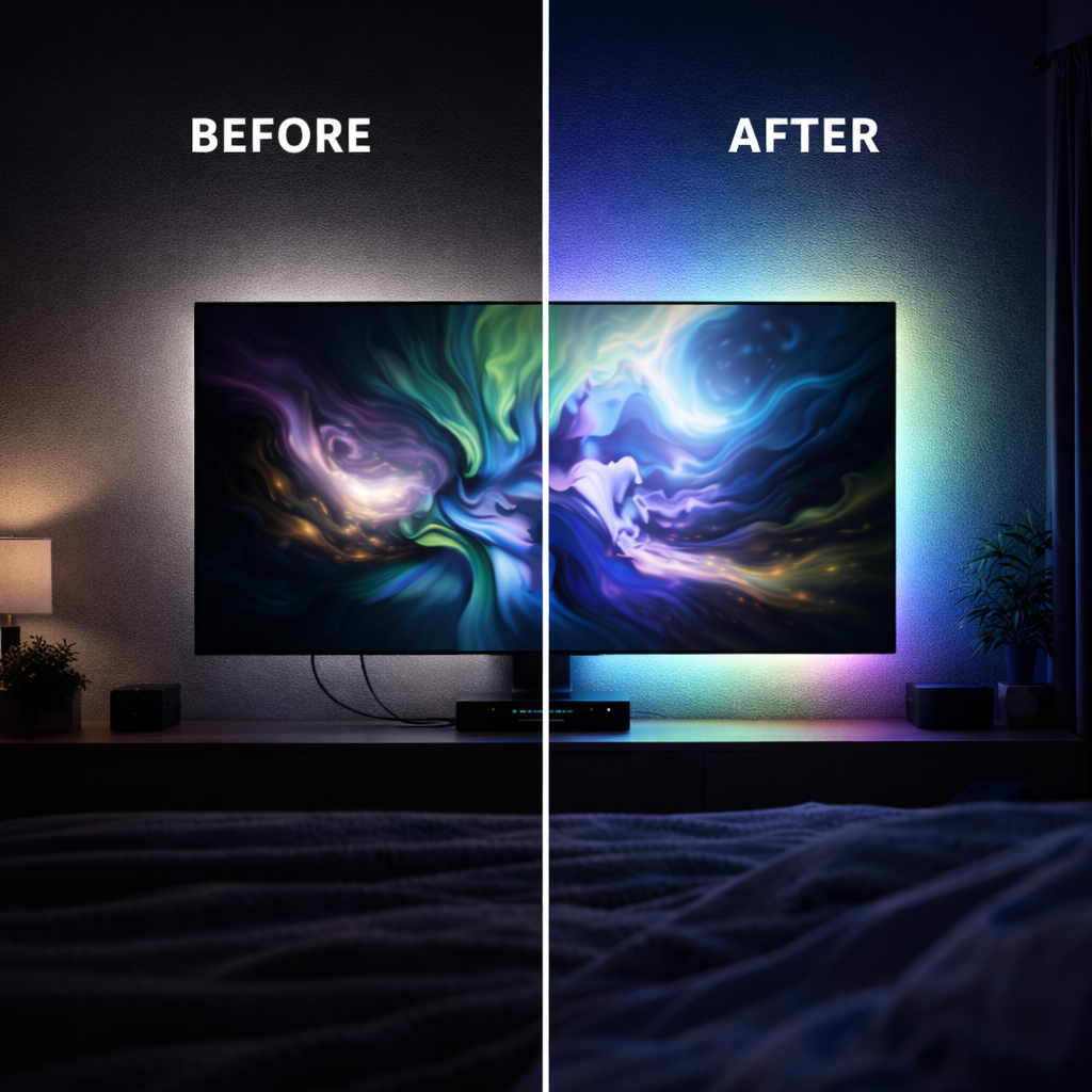 S-Eye AmbientSync Pro – Lumina Ambientala care Urmareste Imaginea TV | Banda LED RGBIC HDMI Sync 2.6m