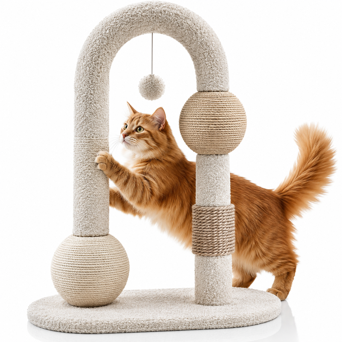 Stâlp de zgâriat pentru pisici din material teddy cu sisal, 65 cm