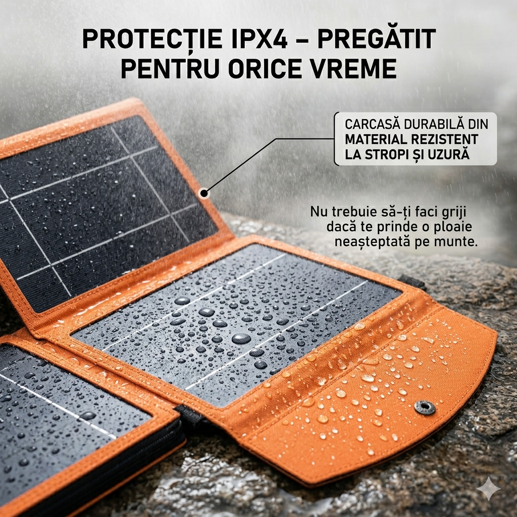 ☀️ Panou Solar Portabil Pliabil S-Eye 28W | Power Delivery | USB-C + USB-A | IPX4 | Camping & Aventura