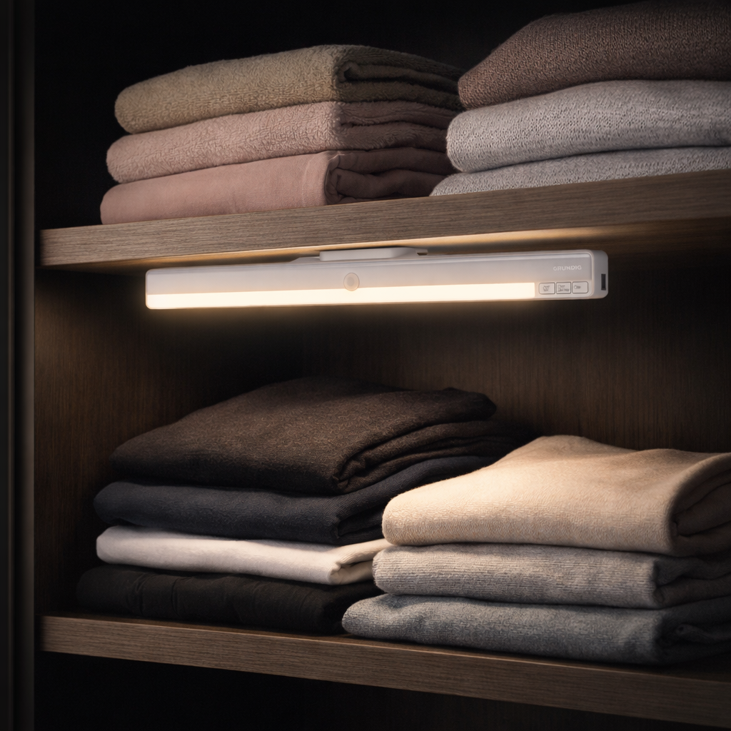 Lampa LED Dulap Grundig cu Senzor de Miscare – 38cm, 300 Lumeni, Reincarcabila USB-C