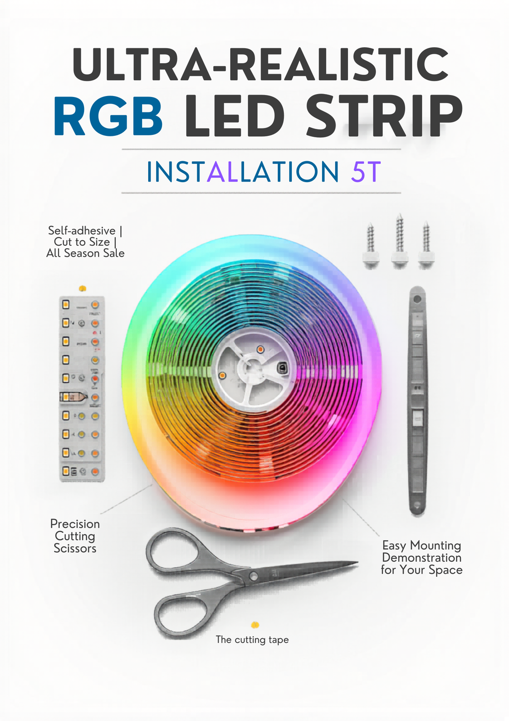 💡 Bandă LED S-Eye Multicolor 5m – RGB, Funcție Muzică, Telecomandă, 480 LED/m, Autoadezivă