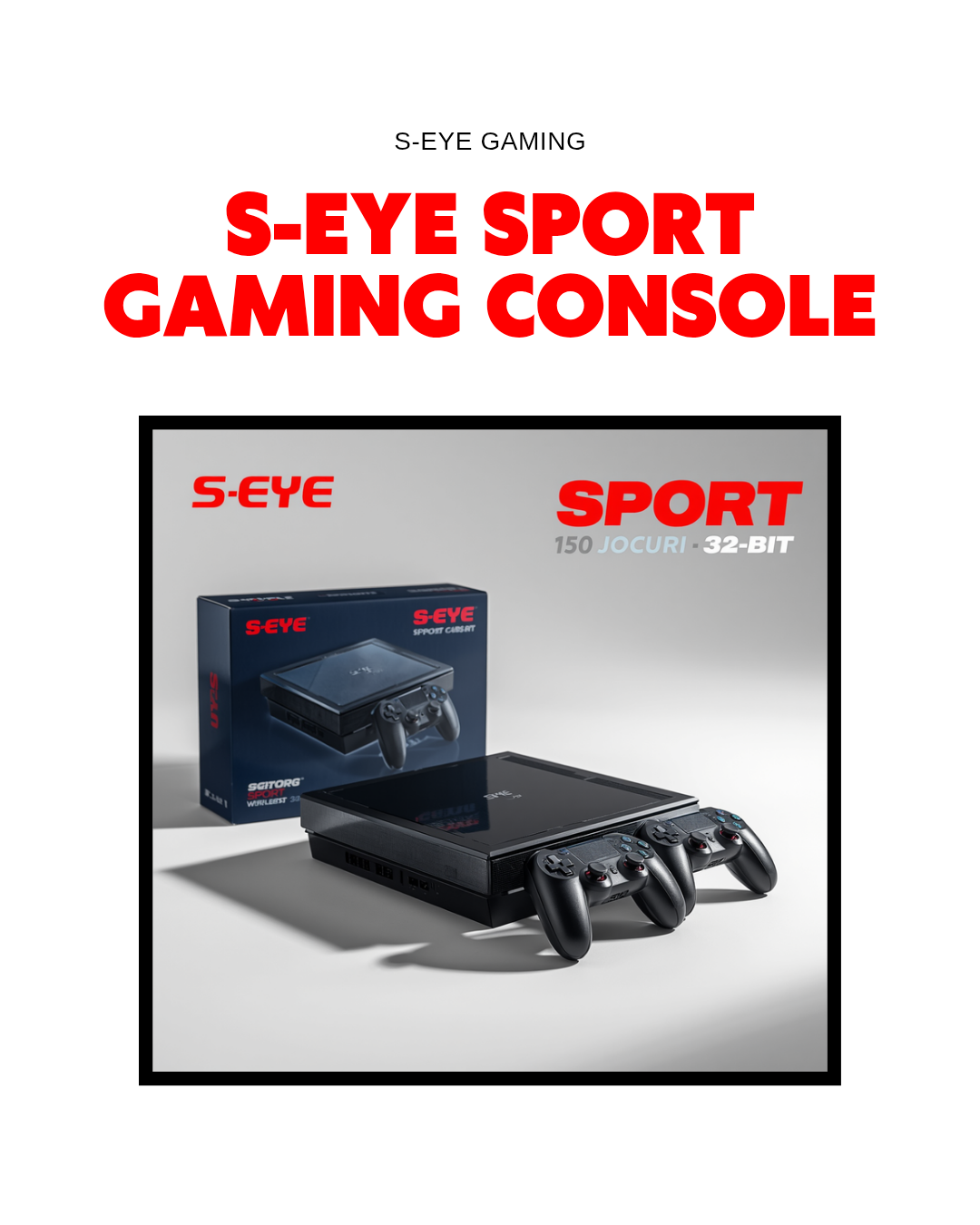 🎮 Consolă de Jocuri S-Eye SPORT 32-Bit cu 2 Controllere Wireless | 150 Jocuri | Ieșire AV TV
