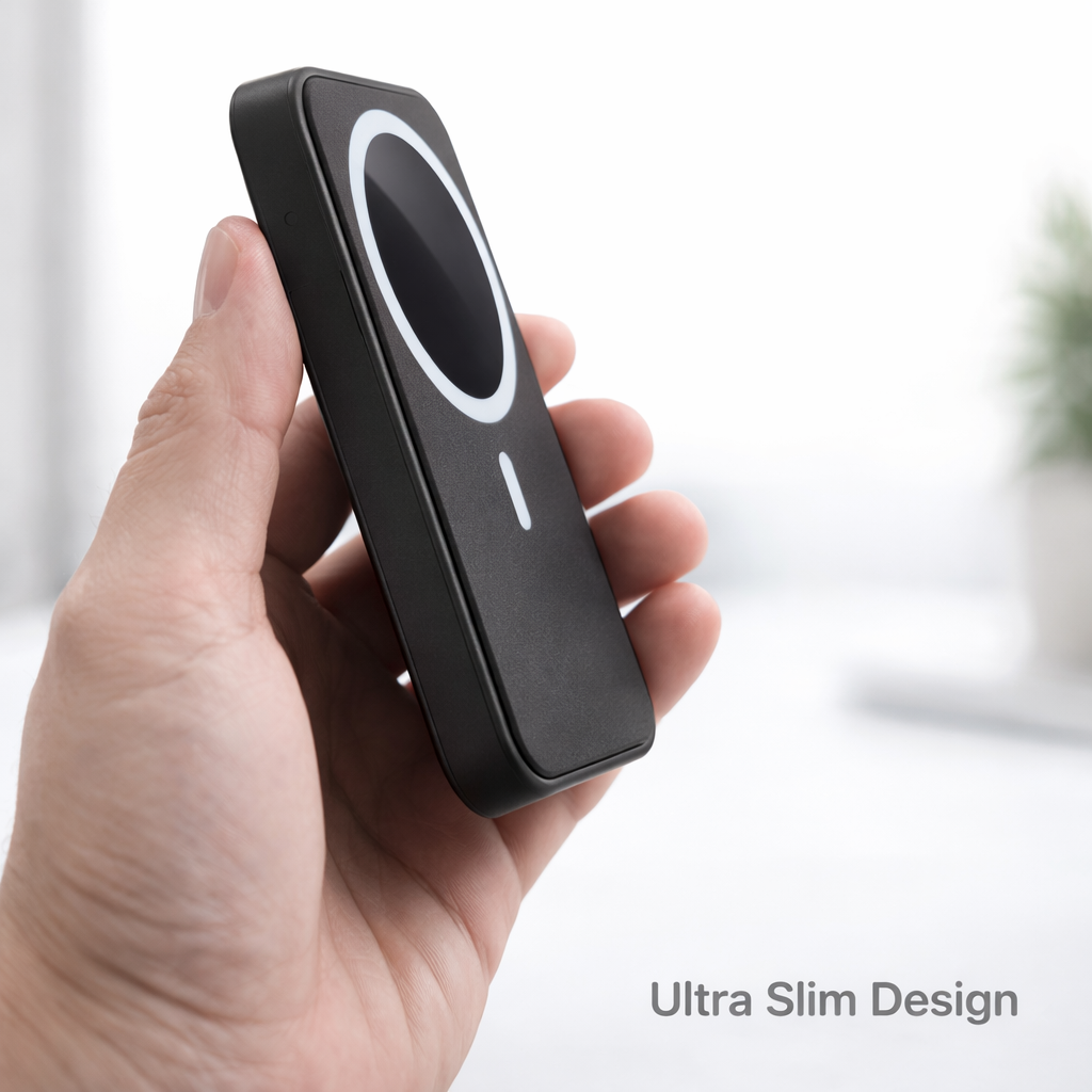 🔋 Baterie Externă Magnetică S-Eye MagSafe 5000mAh – Wireless Qi, Ultra Slim, iPhone 12/13/14/15