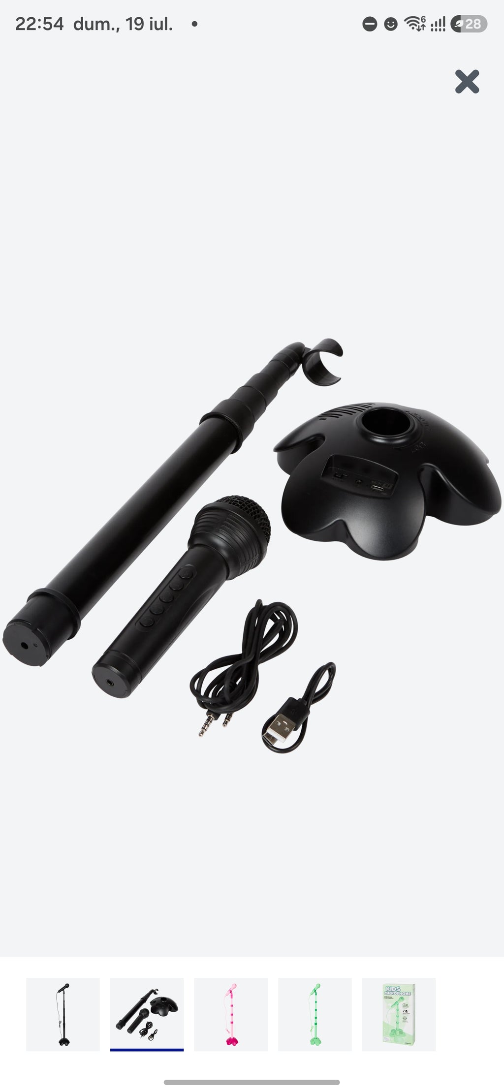 🎤 Microfon pentru Copii cu Stativ Reglabil 45–150 cm – Boxa Bluetooth 5W, Efecte Voce, 15 Ore