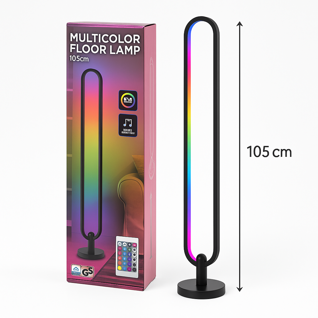 🌈 Lampă de Podea LED Multicoloră S-Eye 105cm – RGB, Reacție la Muzică, Telecomandă, Gaming/Dormitor