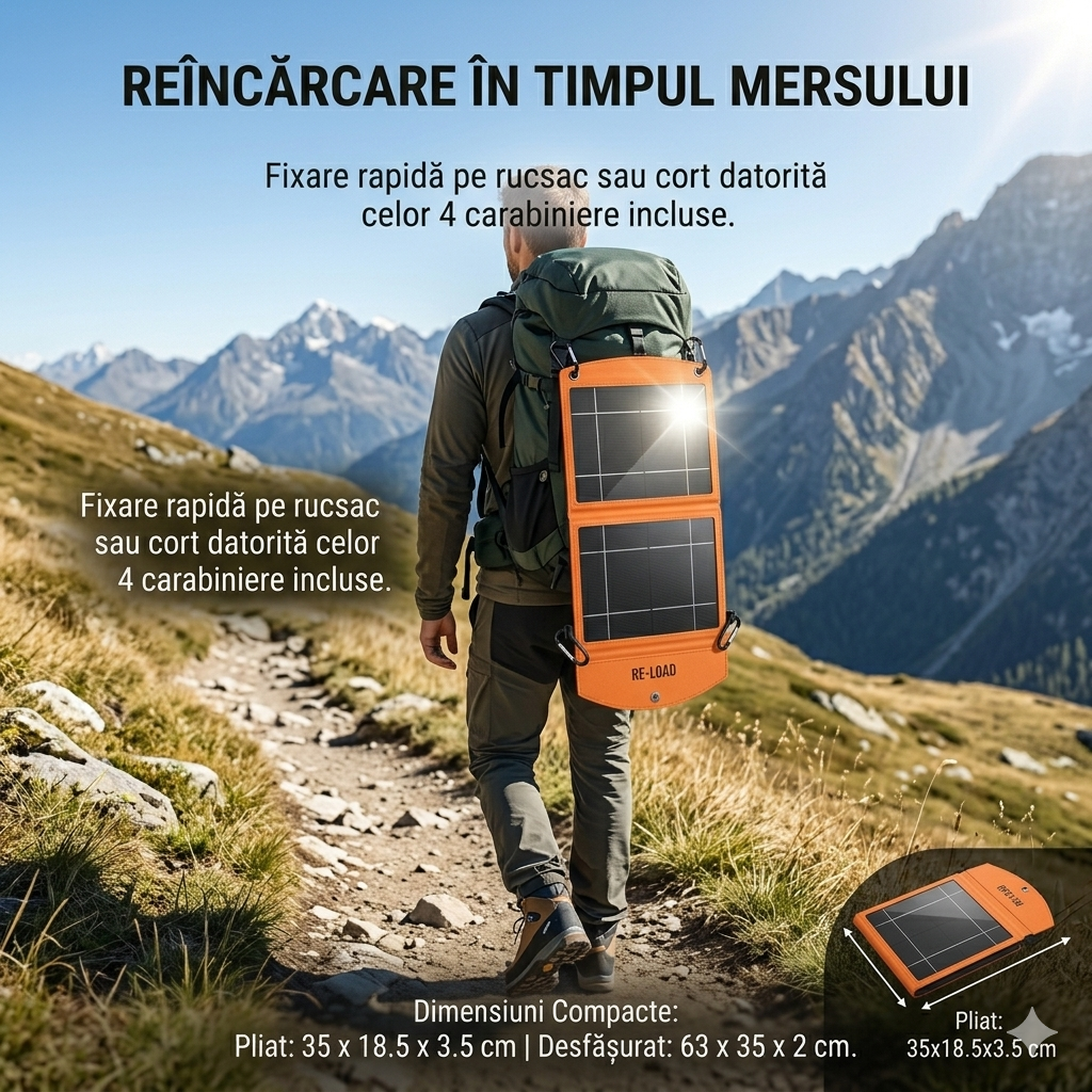 ☀️ Panou Solar Portabil Pliabil S-Eye 28W | Power Delivery | USB-C + USB-A | IPX4 | Camping & Aventura