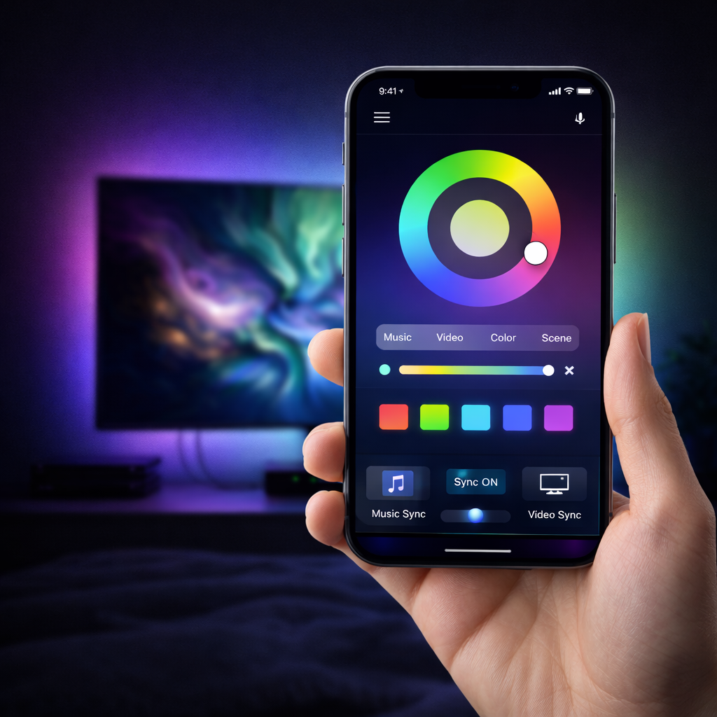 S-Eye AmbientSync Pro – Lumina Ambientala care Urmareste Imaginea TV | Banda LED RGBIC HDMI Sync 2.6m
