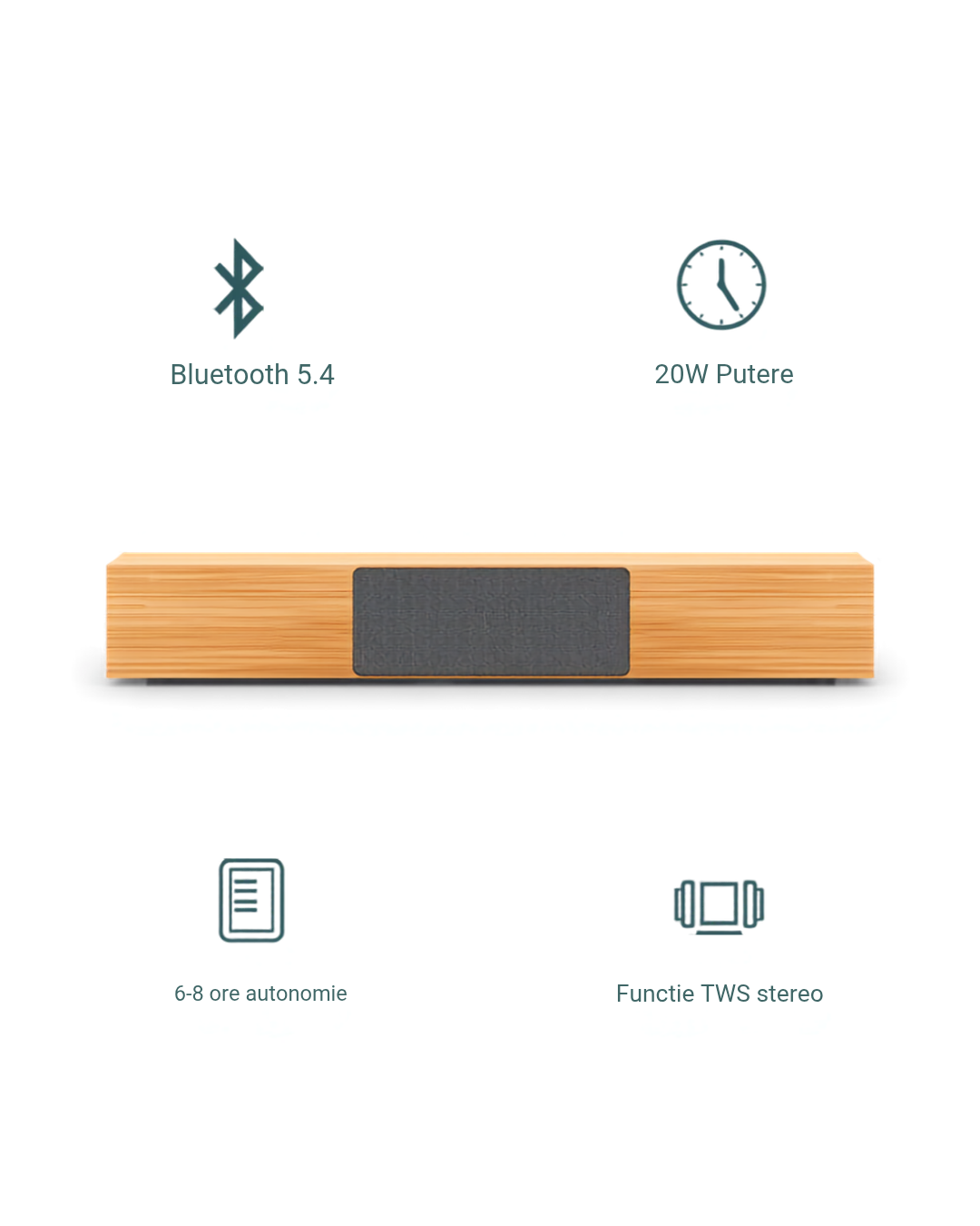 🔊 Soundbar din Lemn Roseland RS-620 Bluetooth 5.4 TWS 20W cu Montare pe Perete