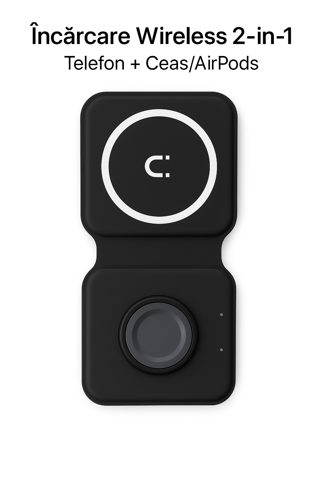 Incarcator Wireless 2in1 S-Eye DuoFold 15W, Fast Charging, USB-C, Telefon si Apple Watch, AirPods, Pliabil, Compatibil Qi – iPhone Samsung