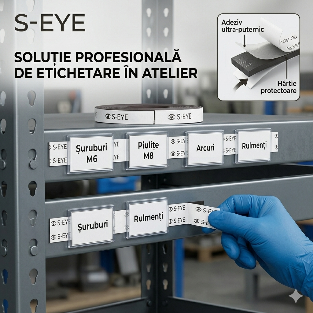 Bandă Magnetică Autoadezivă S-EYE 12mm x 3m – Flexibilă, Ultra-Puternică, Tăiere Liberă