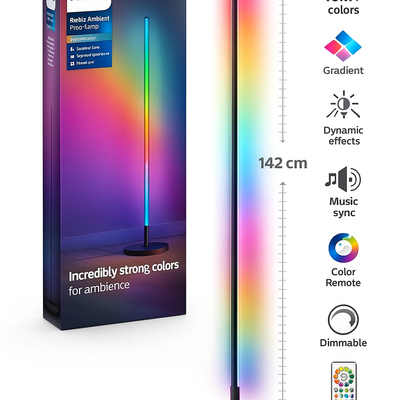 Lampadar Philips RGBIC 142 cm - 16M Culori, Music Sync | s-shop.ro