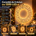 Coroniță de Crăciun luminoasă cu 1200 LED-uri, Ø45 cm
