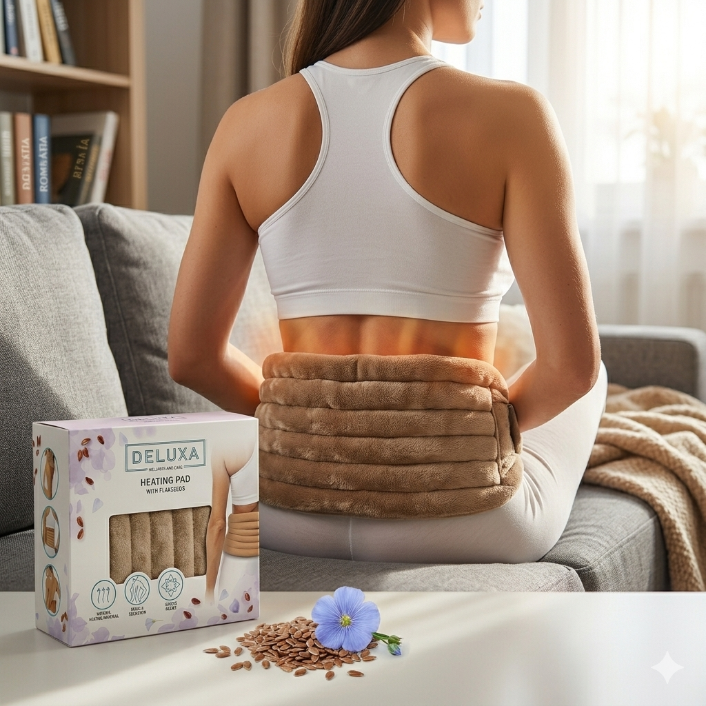 Pernă termică s-Eye 🌿 cu semințe de in pentru gât, spate și umeri – relaxare musculară, ameliorare dureri și stres, încălzire la microunde