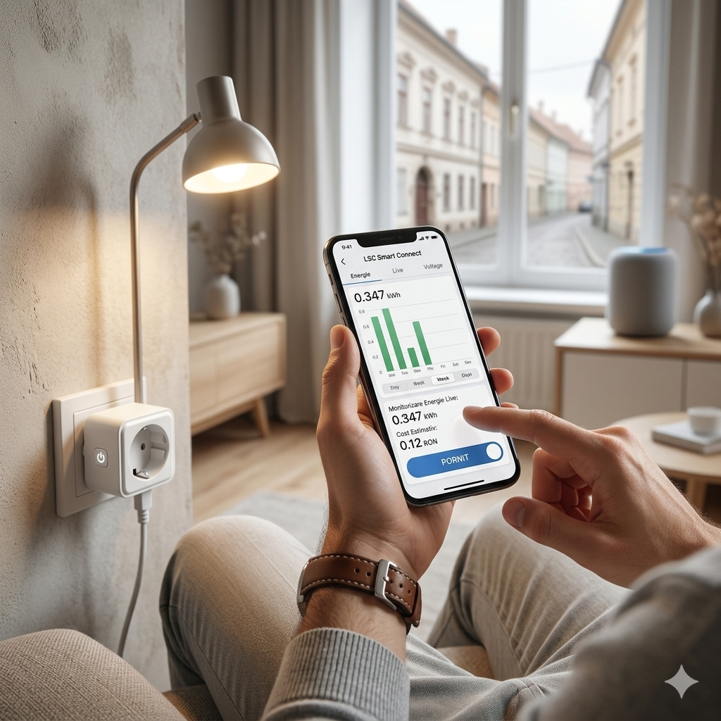 Priză Inteligentă S-Eye Smart Power Plug WiFi – Monitorizare Energie, 16A 3680W, Google Home & Alexa