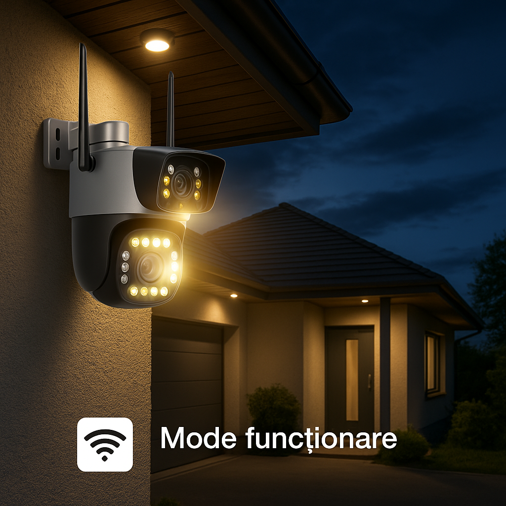 Camera Supraveghere S-Eye IP 4G Cartela SIM Dual-Lens 4MP, Human Detection, Two-Way Audio, Viziune Nocturna, Aplicatie V380 Pro, Notificari Instant, Android iOS PC