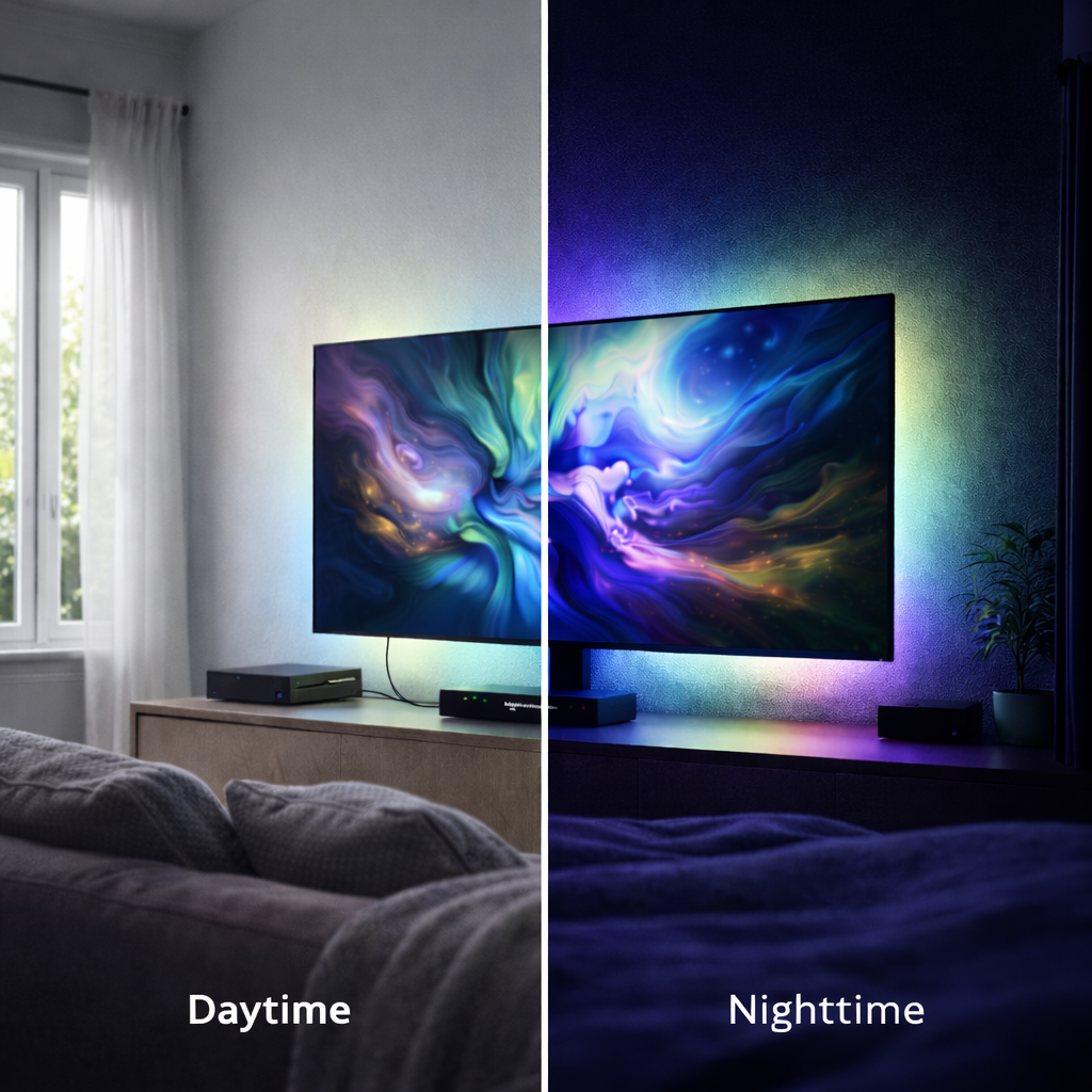 S-Eye AmbientSync Pro – Lumina Ambientala care Urmareste Imaginea TV | Banda LED RGBIC HDMI Sync 2.6m
