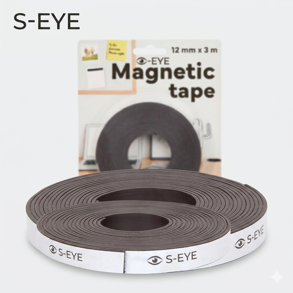 Bandă Magnetică Autoadezivă S-EYE 12mm x 3m – Flexibilă, Ultra-Puternică, Tăiere Liberă