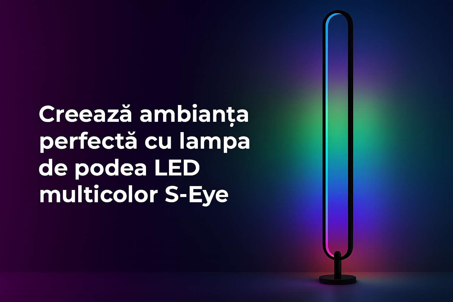 🌈 Lampă de Podea LED Multicoloră S-Eye 105cm – RGB, Reacție la Muzică, Telecomandă, Gaming/Dormitor