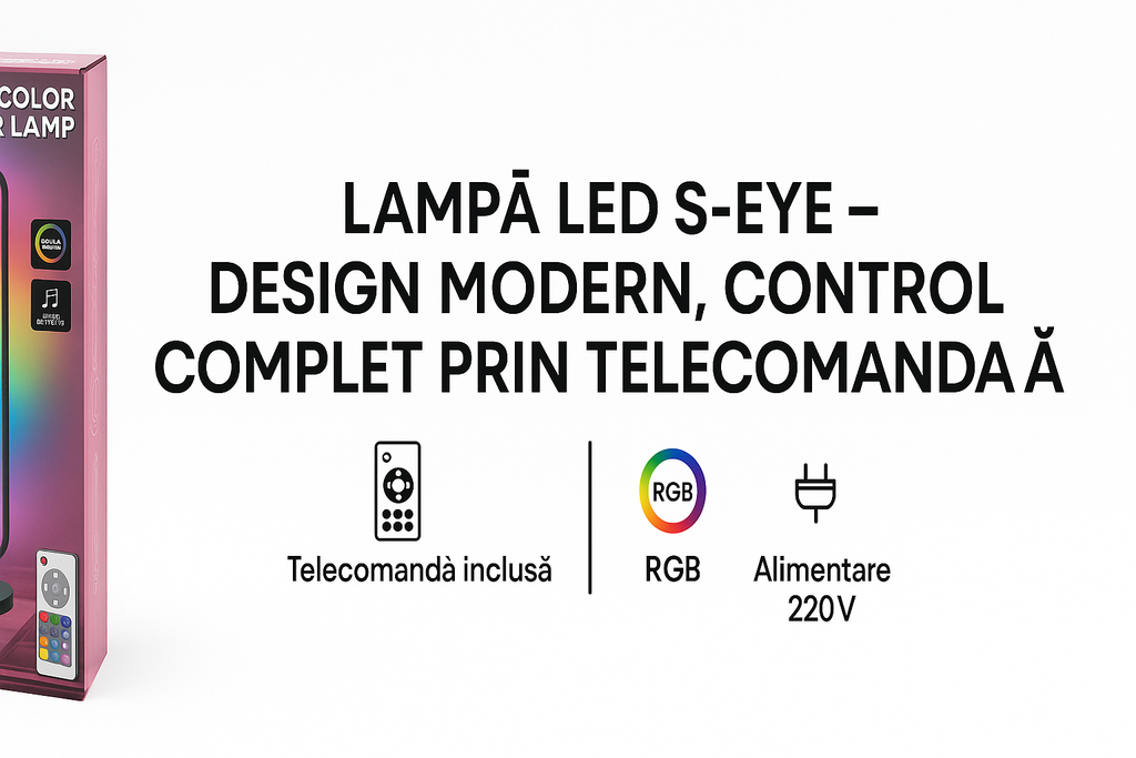 🌈 Lampă de Podea LED Multicoloră S-Eye 105cm – RGB, Reacție la Muzică, Telecomandă, Gaming/Dormitor