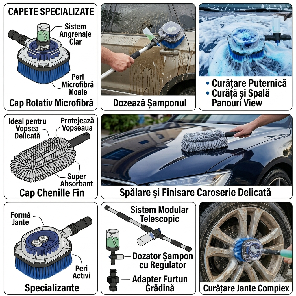 🚗💧 S-Eye Perie Rotativă Auto Profesională – Spală Mașina ca la Spalatorie, Acasă!