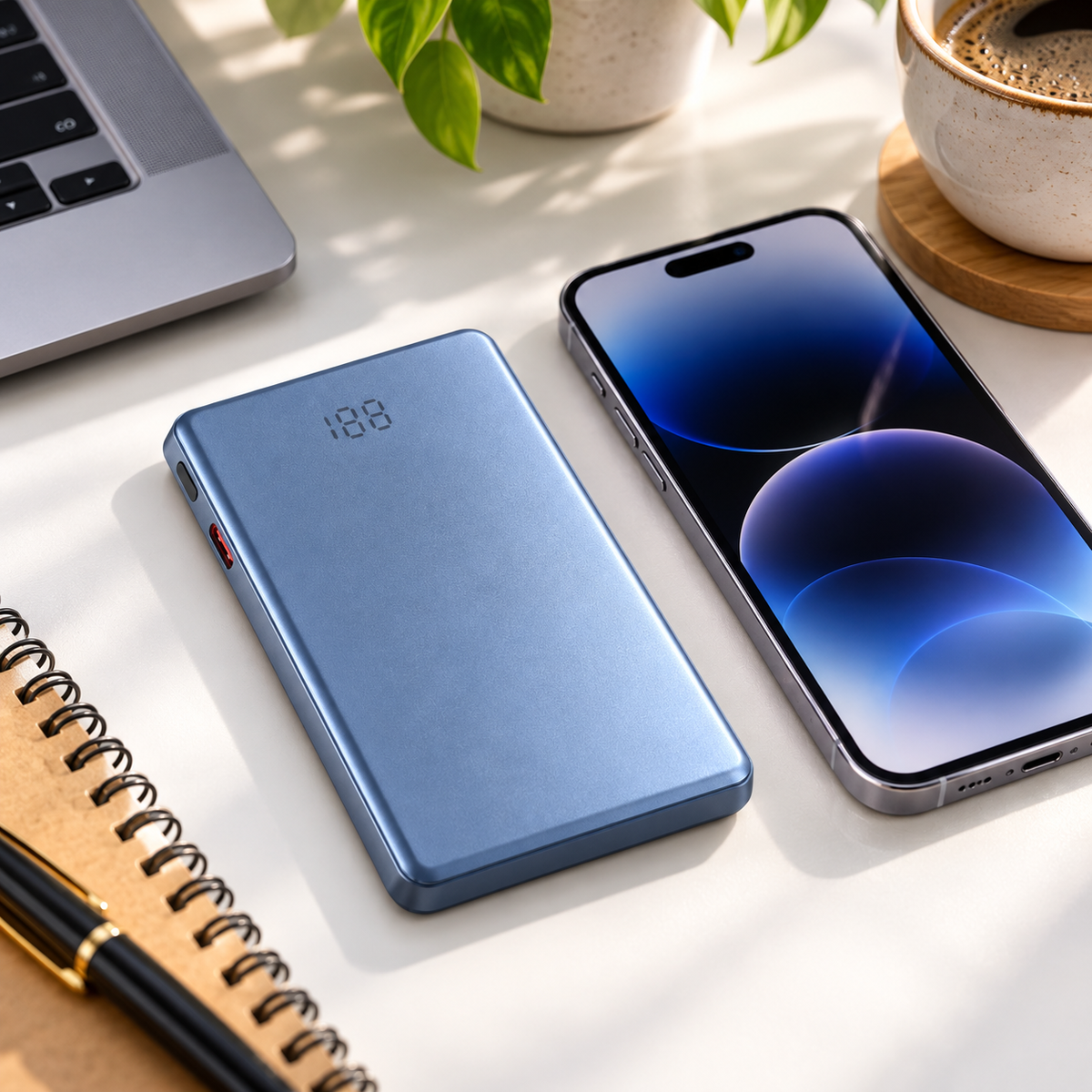Powerbank RPP-107 în utilizare pe birou