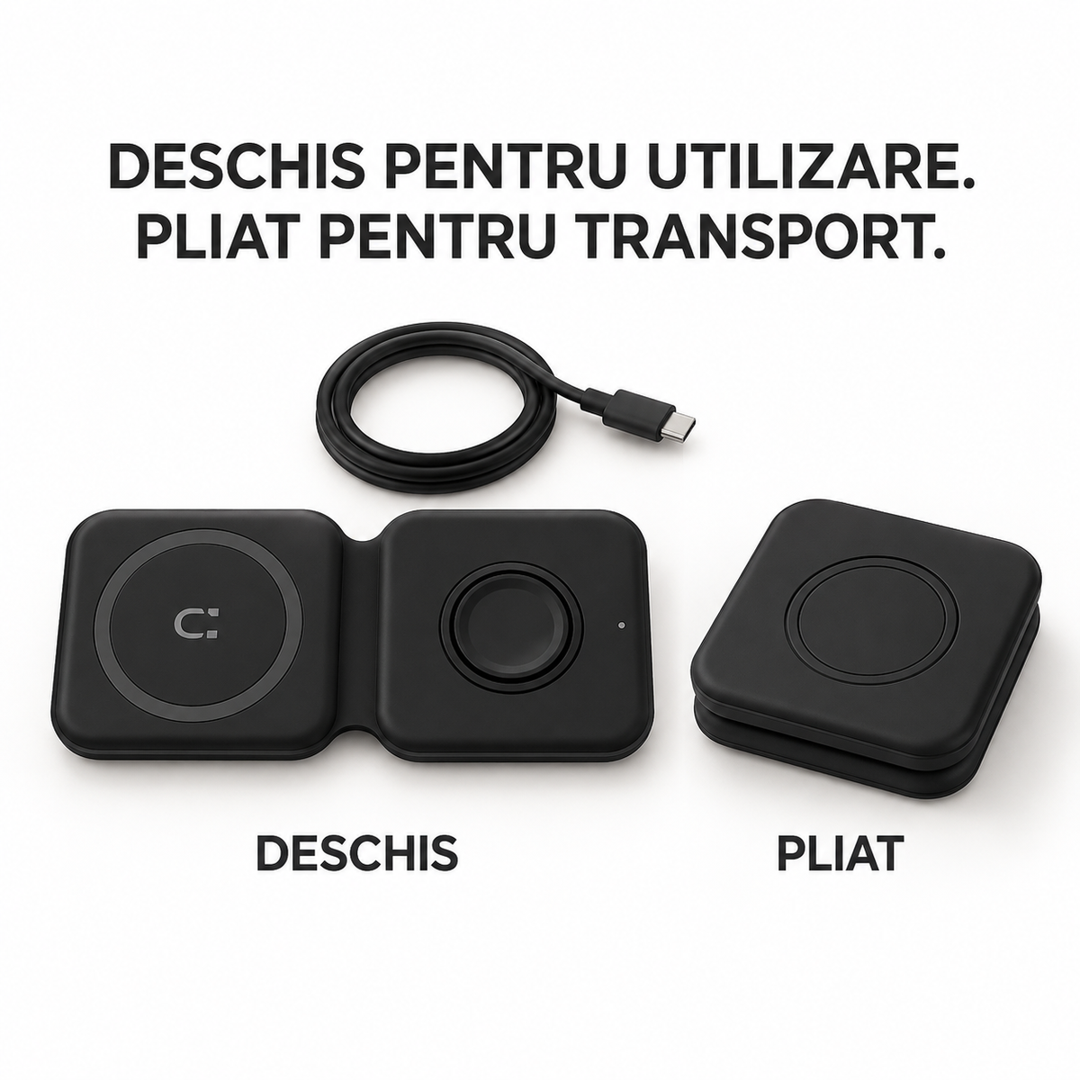 S-Eye DuoFold prezentat deschis și pliat pentru transport