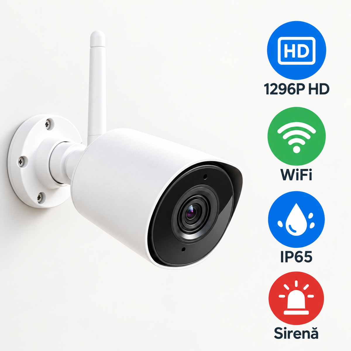 Caracteristici cameră S-Eye LSC: rezoluție 1296P, WiFi, IP65 și sirenă