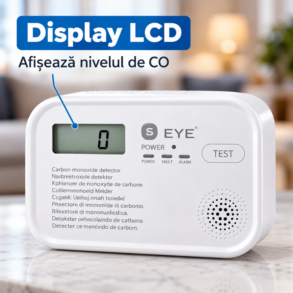 Detector monoxid de carbon S-Eye SafeGuard, lcd