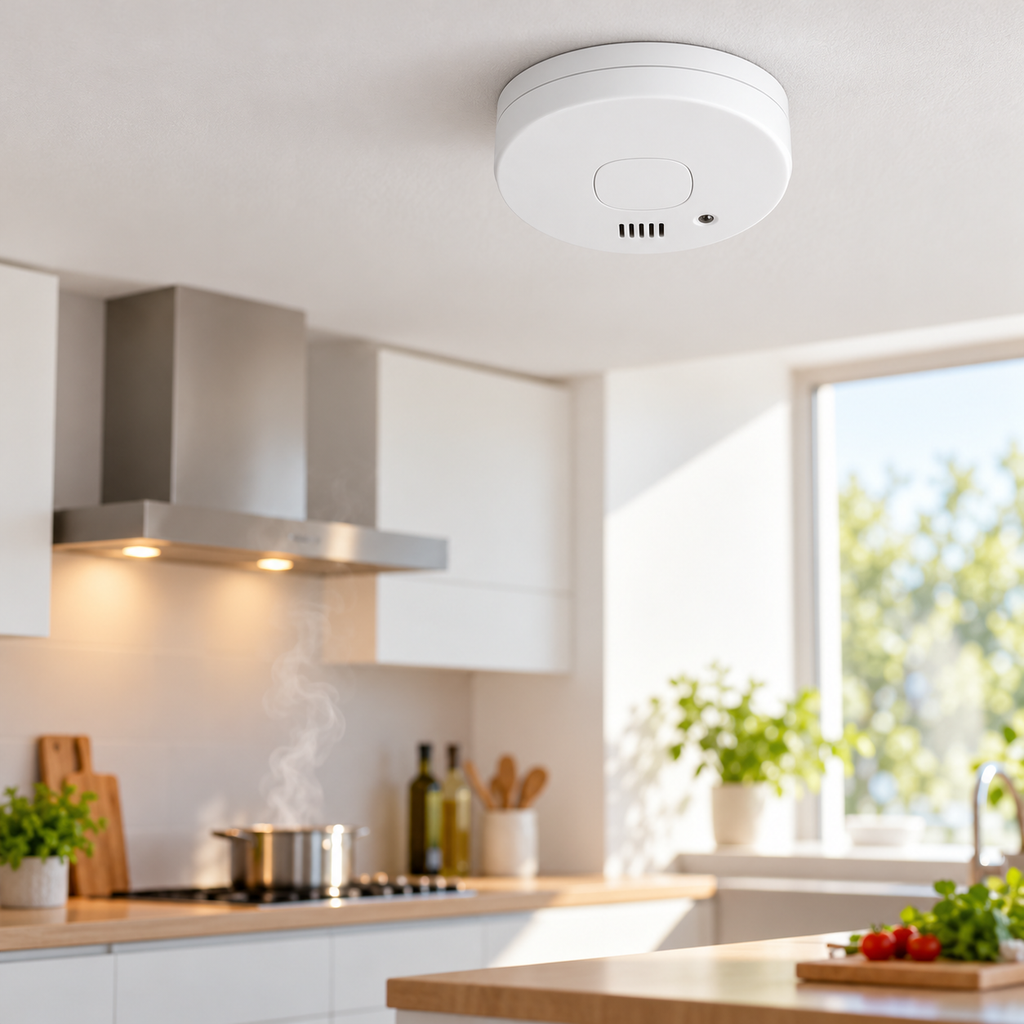 Detector de fum Smartwares în bucătărie luminoasă