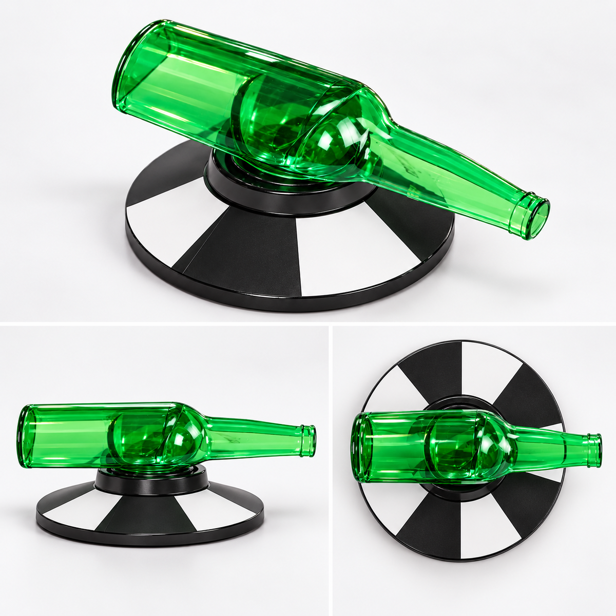 Jocul Spin The Bottle prezentat din trei unghiuri