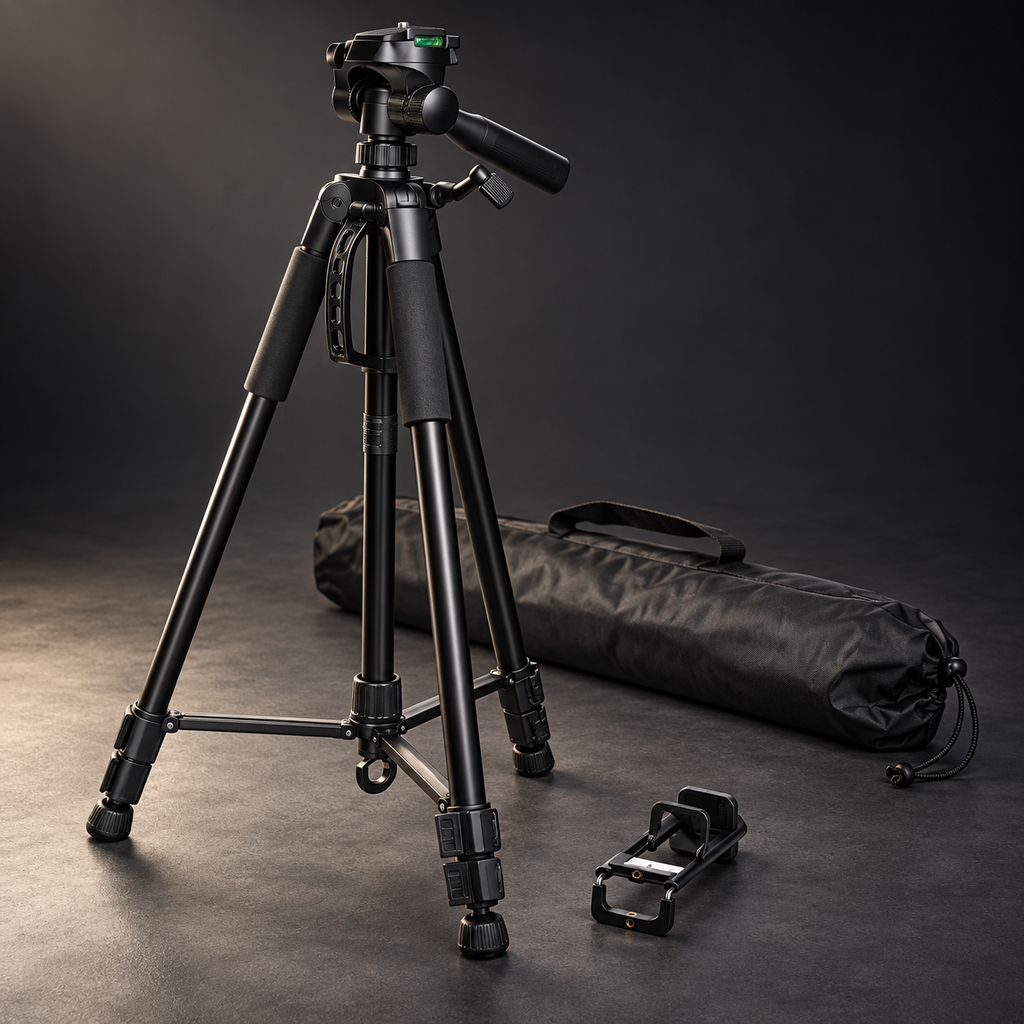 Trepied Lab31 in studio cu geanta si suport telefon
