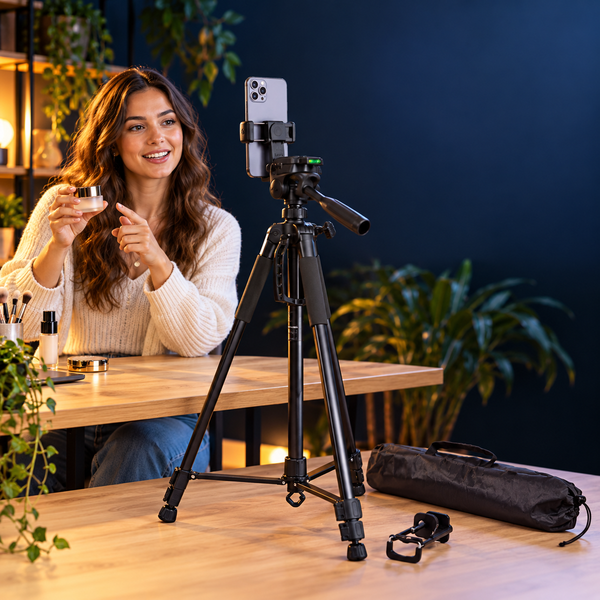 Trepied Lab31 cu telefon utilizat pentru continut video